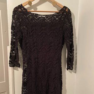 Ralph Lauren Black Crochet Cocktail Dress (Small)